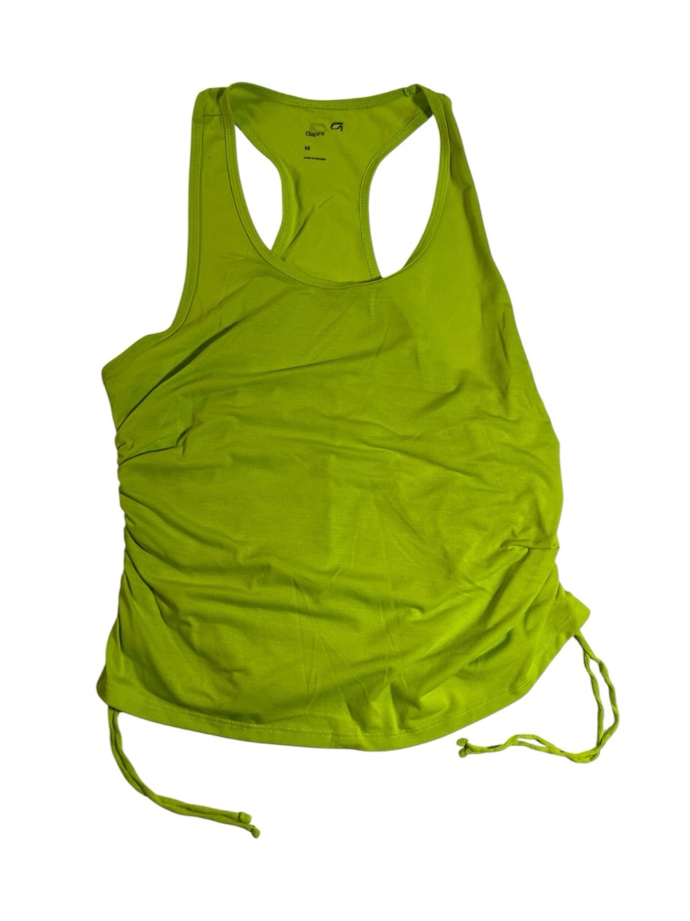 GapFit Tank Top Bright Lime Green, Ruched Sides Size Medium